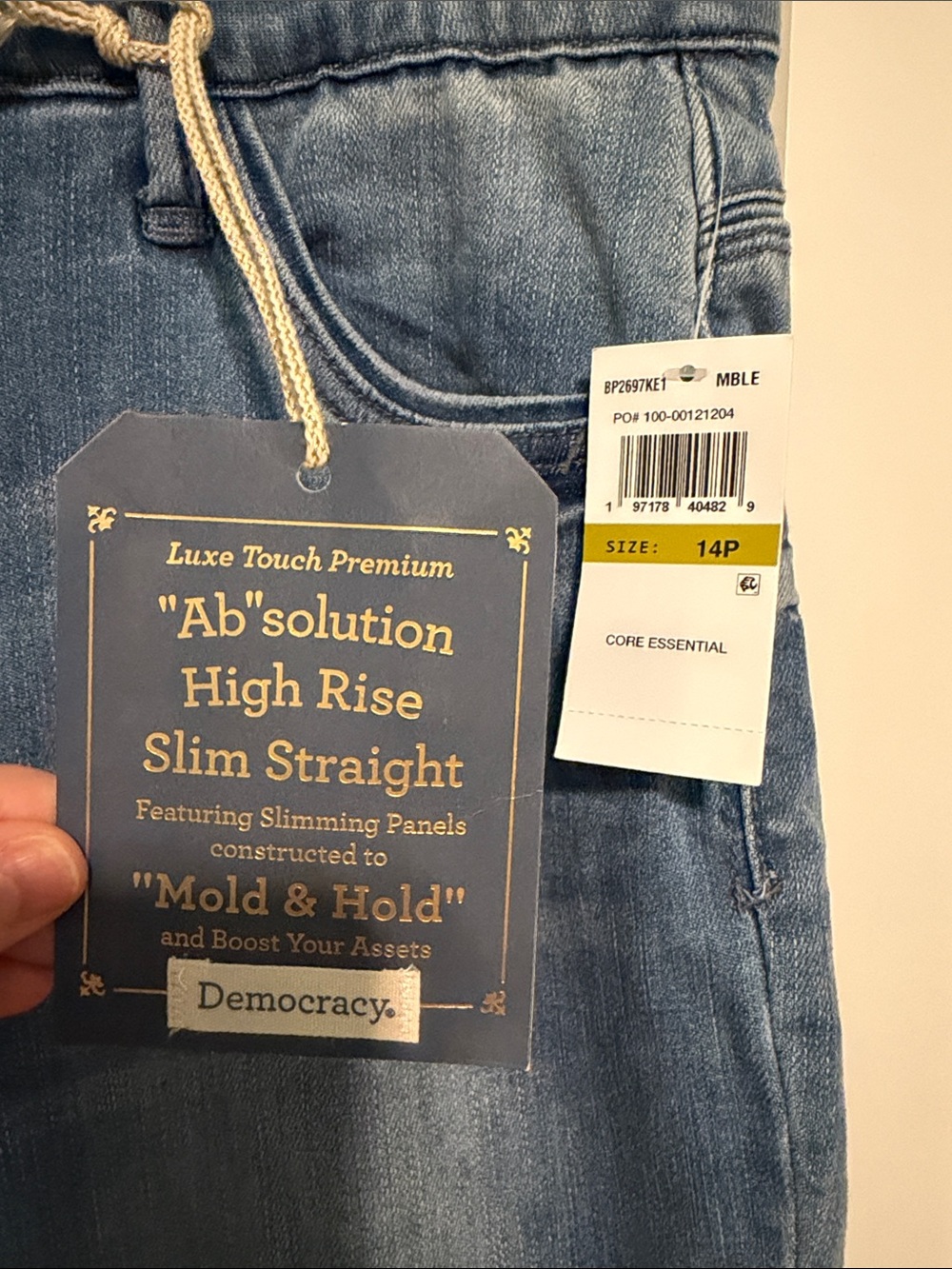 Democracy Ab Solution Light Blue Slim Straight High-Rise Jeans Size 14 Petite - Picture 2 of 8